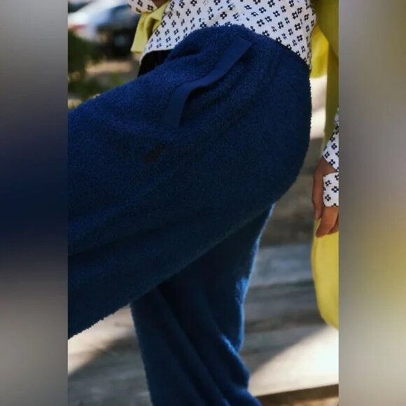 NWT Free People Movement Cuddle Up Fleece Tie Waist Oversize Blue Pants - Picture 6 of 8